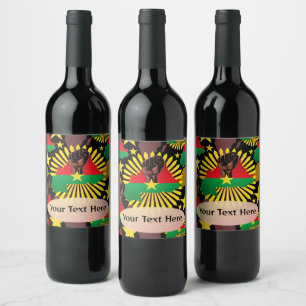Étiquette Pour Bouteilles De Vin Burkina Faso Carte, drapeau et première révolution