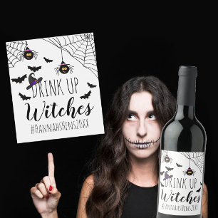 Étiquette Pour Bouteilles De Vin Buvez les sorcières, enterrement de vie de jeune f