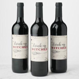 Étiquette Pour Bouteilles De Vin Buvez les sorcières Halloween adultes magie sorciè