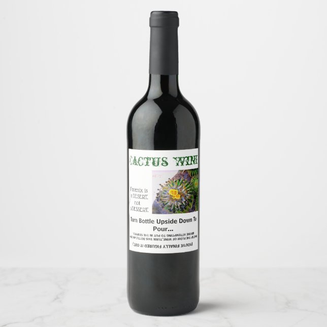 ÉTIQUETTE POUR BOUTEILLES DE VIN CACTUS WINE....TOURNER LA BOUTEILLE VERS LE BAS VE (Devant)