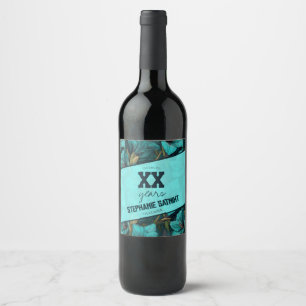 Étiquette Pour Bouteilles De Vin Cadeau d'anniversaire chic Amaryllis pour elle