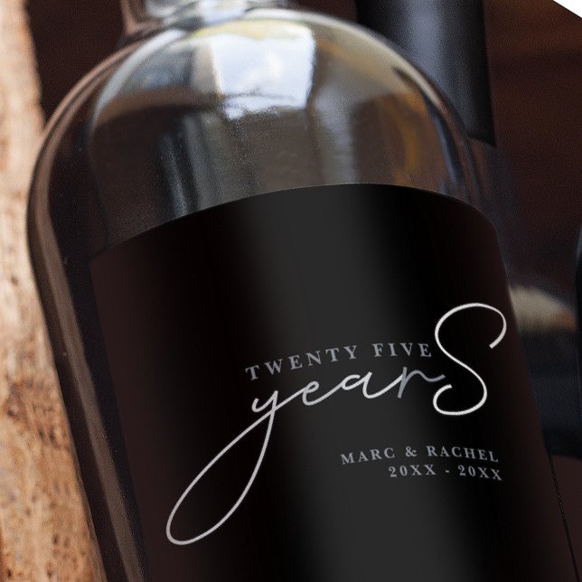 Étiquette Pour Bouteilles De Vin Cadeau de 25e anniversaire de mariage (Créateur téléchargé)