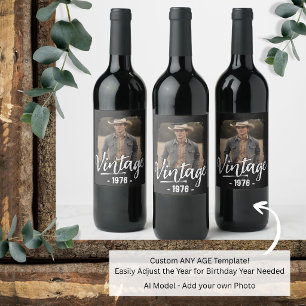Étiquette Pour Bouteilles De Vin Cadeau de fête d'anniversaire Photo vintage tout â