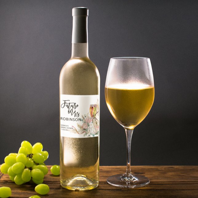Étiquette Pour Bouteilles De Vin Cadeau de fete de fiançailles Future Mrs Name Vin  (Créateur téléchargé)
