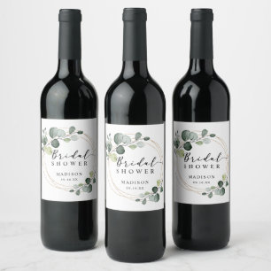 Étiquette Pour Bouteilles De Vin Cadeau de fête de mariage au feuillage d'eucalyptu