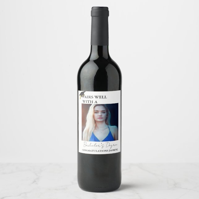 Étiquette Pour Bouteilles De Vin Cadeau de licence minimal moderne (Devant)