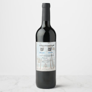 Étiquette Pour Bouteilles De Vin Cadeau de lune de miel venomo paypal don Q R coupl