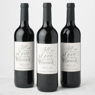 Étiquette Pour Bouteilles De Vin Cadeau de mariage de destination de plage tropical