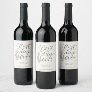 Étiquette Pour Bouteilles De Vin Cadeau de mariage pour la meilleure journée de pla