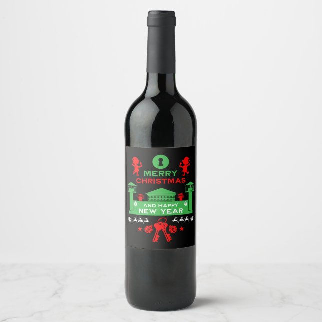 Étiquette Pour Bouteilles De Vin Cadeau de Noël en prison (Devant)