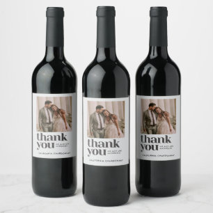 Étiquette Pour Bouteilles De Vin Cadeau de remerciement de mariage avec photo moder