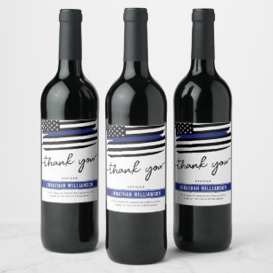 Étiquette Pour Bouteilles De Vin Cadeau de retraite d'un policier de Merci sur mesu