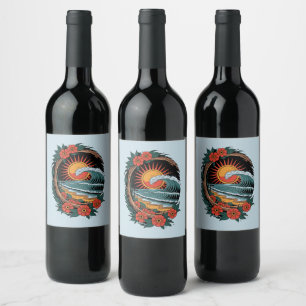 Étiquette Pour Bouteilles De Vin Cadeau de vacances au coucher du soleil pour amate