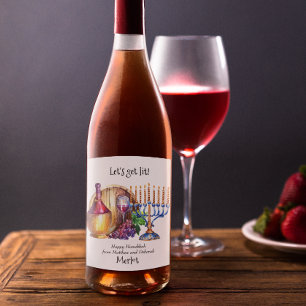 Étiquette Pour Bouteilles De Vin Cadeau de vin drôle de Hanukka Allumons