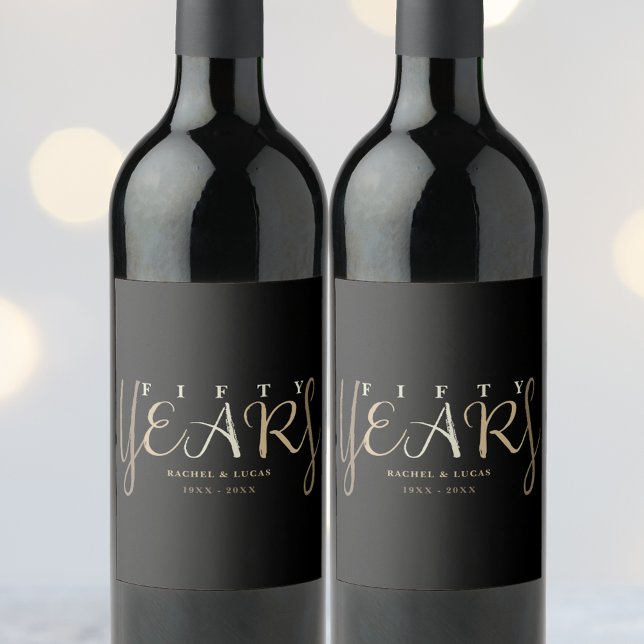 Étiquette Pour Bouteilles De Vin Cadeau du 50e anniversaire du Mariage d'or (Créateur téléchargé)