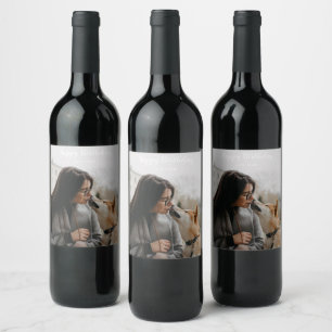 Étiquette Pour Bouteilles De Vin Cadeau personnalisé avec photo Joyeux Anniversaire