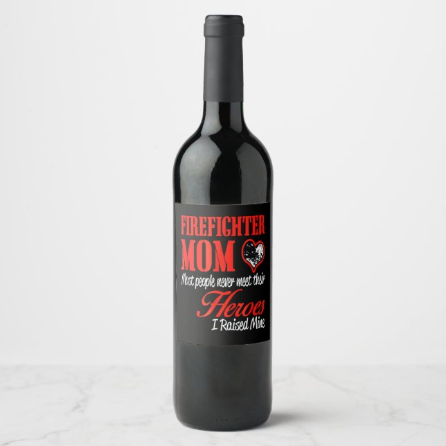 Étiquette Pour Bouteilles De Vin Cadeau pompier | Cadeaux de maman pompier (Devant)