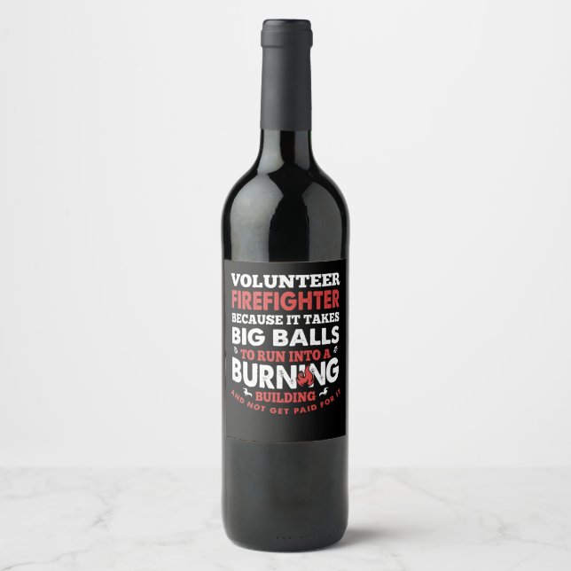 Étiquette Pour Bouteilles De Vin Cadeau pompier | Pompier volontaire (Devant)