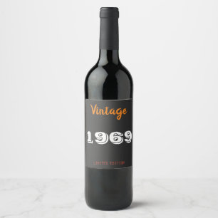 Étiquette Pour Bouteilles De Vin Cadeau vintage 1969 Édition Limitée - Retro 57e