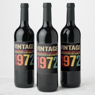 Étiquette Pour Bouteilles De Vin Cadeaux de 50 ans Vintage 1972 70e cadeau d'annive