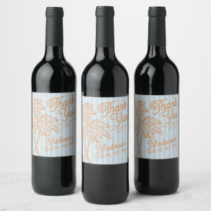 Étiquette Pour Bouteilles De Vin Cadeaux de Baby Shower de plage pastel de Blue Pal