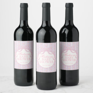 Étiquette Pour Bouteilles De Vin Cadeaux de Baby Shower Floraux Fancy Vintage Viole