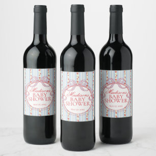 Étiquette Pour Bouteilles De Vin Cadeaux de Baby Shower Floraux Fantaisie Vintage R