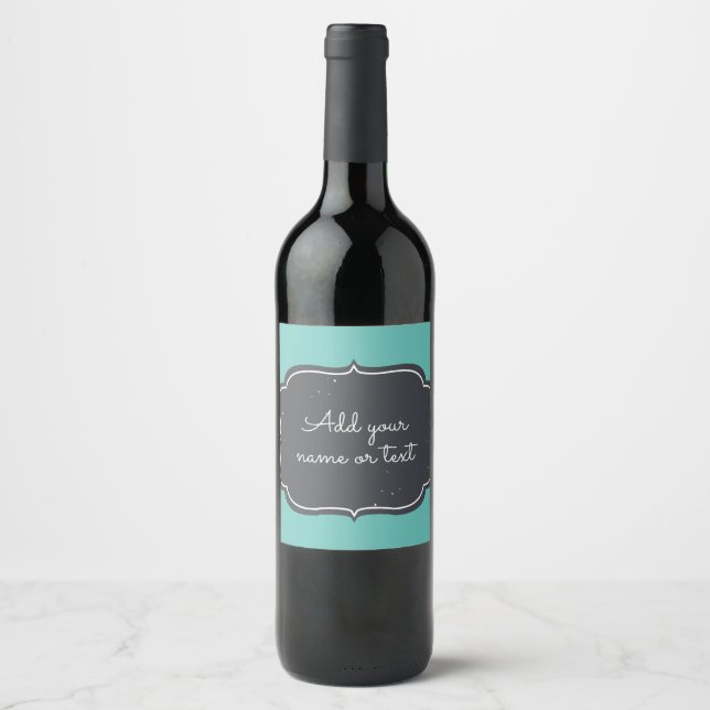 Étiquette Pour Bouteilles De Vin Cadre Chalkboard moderne Custom Aqua (Devant)