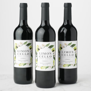 Étiquette Pour Bouteilles De Vin Cadre élégant de citrons botaniques pour étiquette