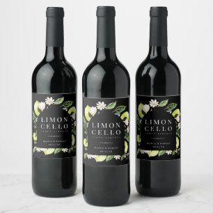 Étiquette Pour Bouteilles De Vin Cadre élégant de citrons botaniques pour vin Limon
