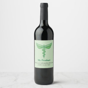 Étiquette Pour Bouteilles De Vin Caduceus avec Feuilles