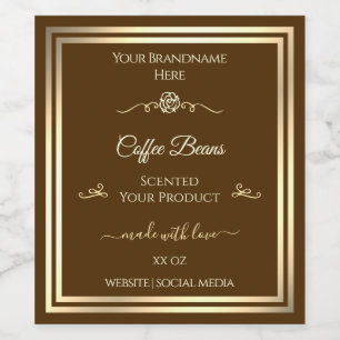 Étiquette Pour Bouteilles De Vin Café Brown Étiquette de produit Gold Frame Vintage