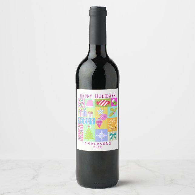 Étiquette Pour Bouteilles De Vin Calendrier de Noël (Devant)