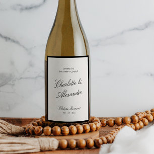 Étiquette Pour Bouteilles De Vin Calligraphie classique Vieux Mariage d'argent