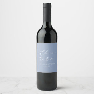 Étiquette Pour Bouteilles De Vin Calligraphie encourage à aimer Dusty Mariage bleu