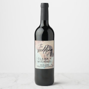 Étiquette Pour Bouteilles De Vin Calligraphie lunaire Mariage photo défraîchi