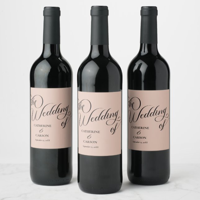 Étiquette Pour Bouteilles De Vin Calligraphie moderne Mariage beige (Bouteilles)