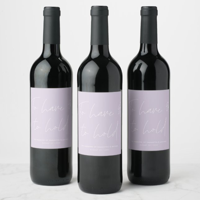 Étiquette Pour Bouteilles De Vin Calligraphie moderne Vows Lavender Purple Mariage (Bouteilles)
