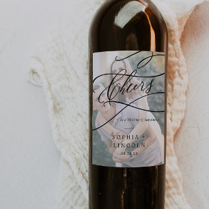 Étiquette Pour Bouteilles De Vin Calligraphie romantique Photo Mariage Vin Étiquett
