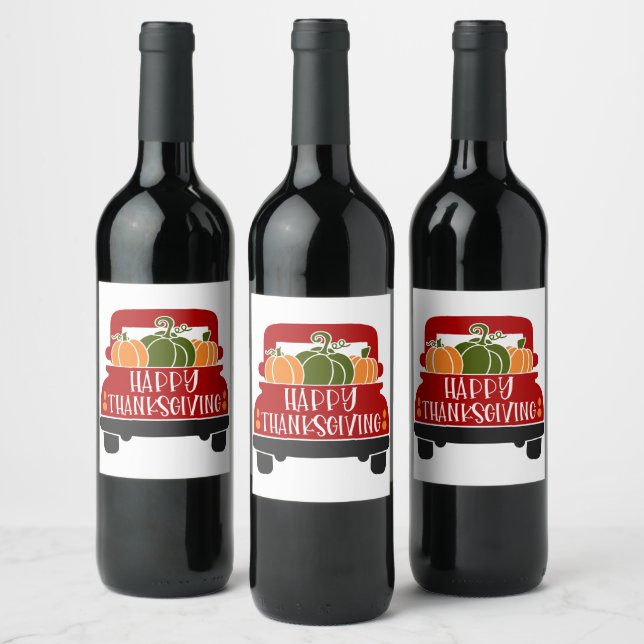 Étiquette Pour Bouteilles De Vin Camion Thanksgiving (Bouteilles)