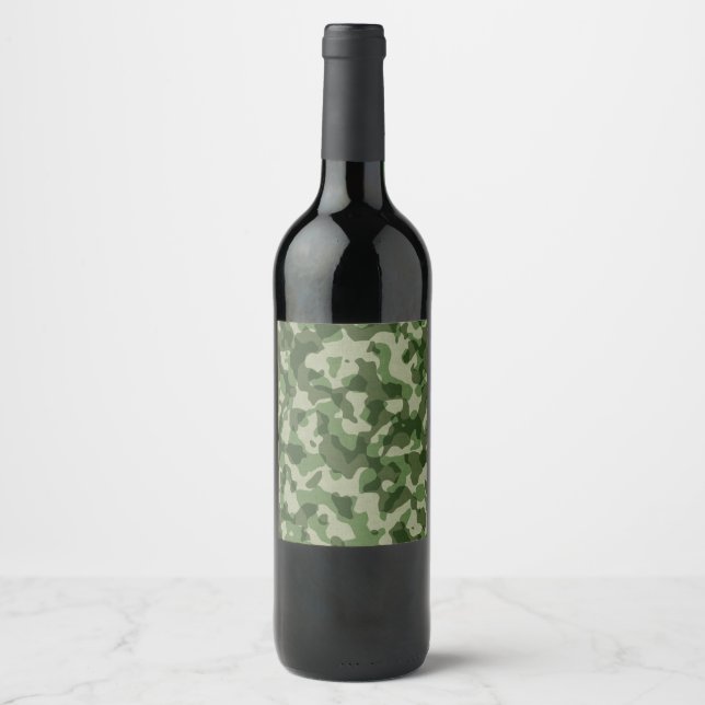Étiquette Pour Bouteilles De Vin Camo vert (Devant)