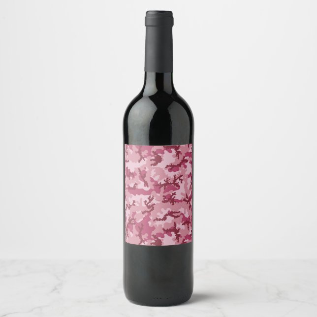 Étiquette Pour Bouteilles De Vin Camouflage rose (Devant)
