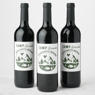 Étiquette Pour Bouteilles De Vin Camp de fête de Bachelorette Camping Bach Week-end