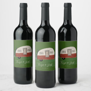 Étiquette Pour Bouteilles De Vin Camping Caravane Vintage Enterrement de Jeune Fill