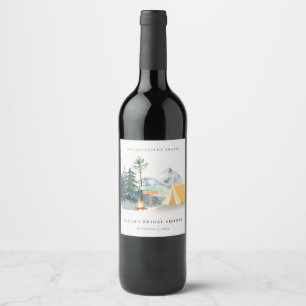 Étiquette Pour Bouteilles De Vin Camping dans les bois de pin rustiques Mariage en
