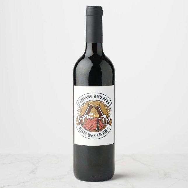 Étiquette Pour Bouteilles De Vin Camping et bière (Devant)