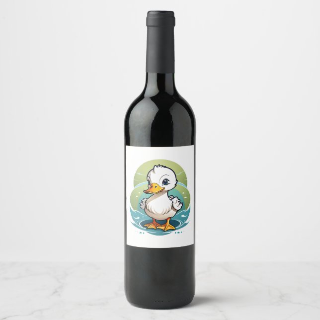 Étiquette Pour Bouteilles De Vin canard blanc (Devant)