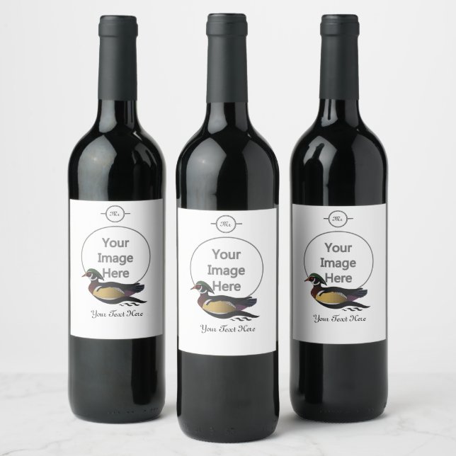 Étiquette Pour Bouteilles De Vin Canard en bois magnifique nageant (Bouteilles)
