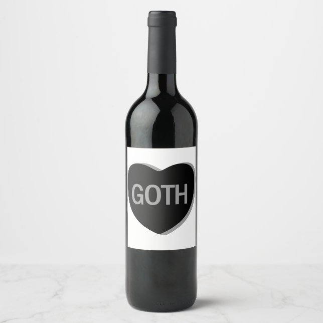 Étiquette Pour Bouteilles De Vin Candy Heart - Goth (Devant)