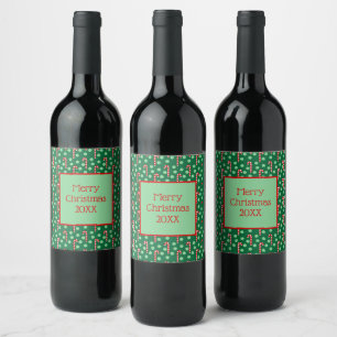 Étiquette Pour Bouteilles De Vin Canneberges rouges et vertes personnalisées pour N